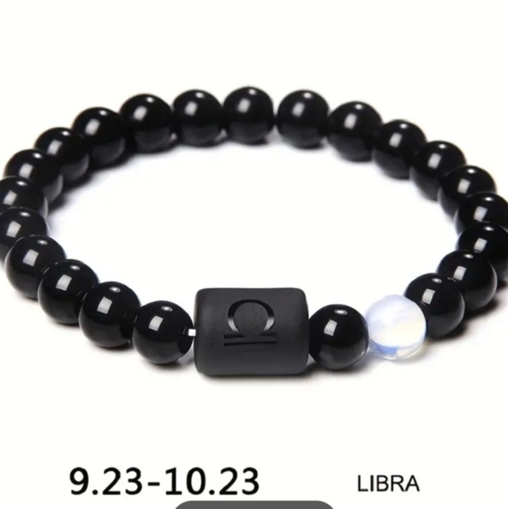 Libra ♎️ Zodiac Black Stone Bracelet‎